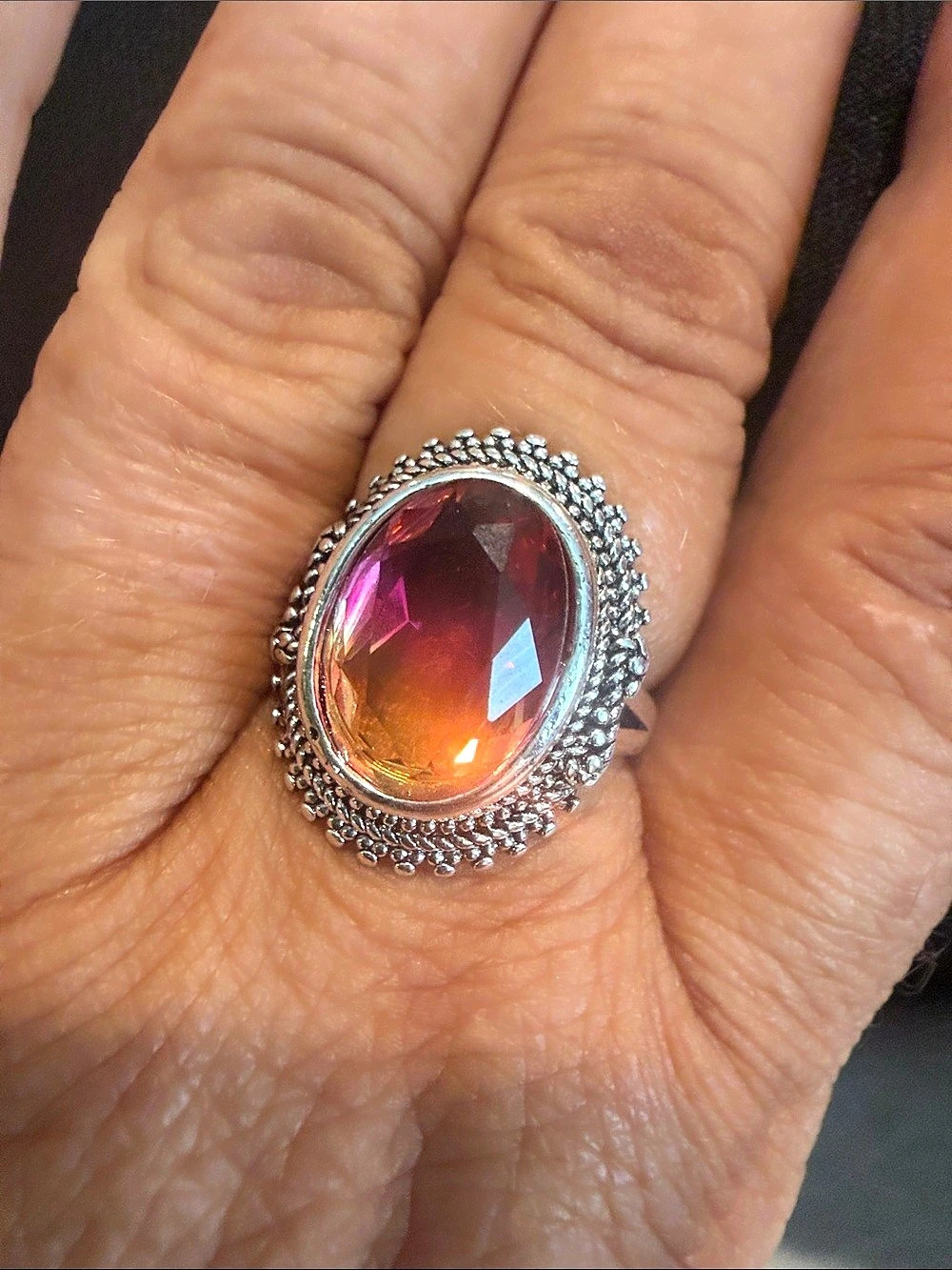 Multicolor Oval Stone Ring Size 8
